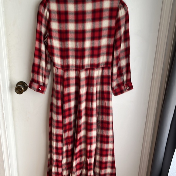 Zara red plaid small button down maxi dress - Picture 6 of 7